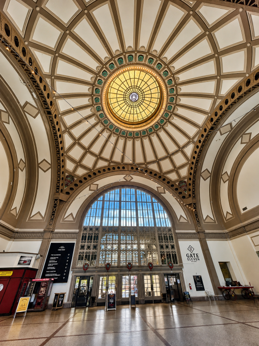Ornate historic terminal dome inside the Chattanooga Choo Choo